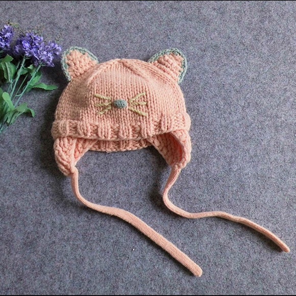 🚫Sold🚫Pink Kitten Baby/Toddler Winter Hat - Picture 2 of 4